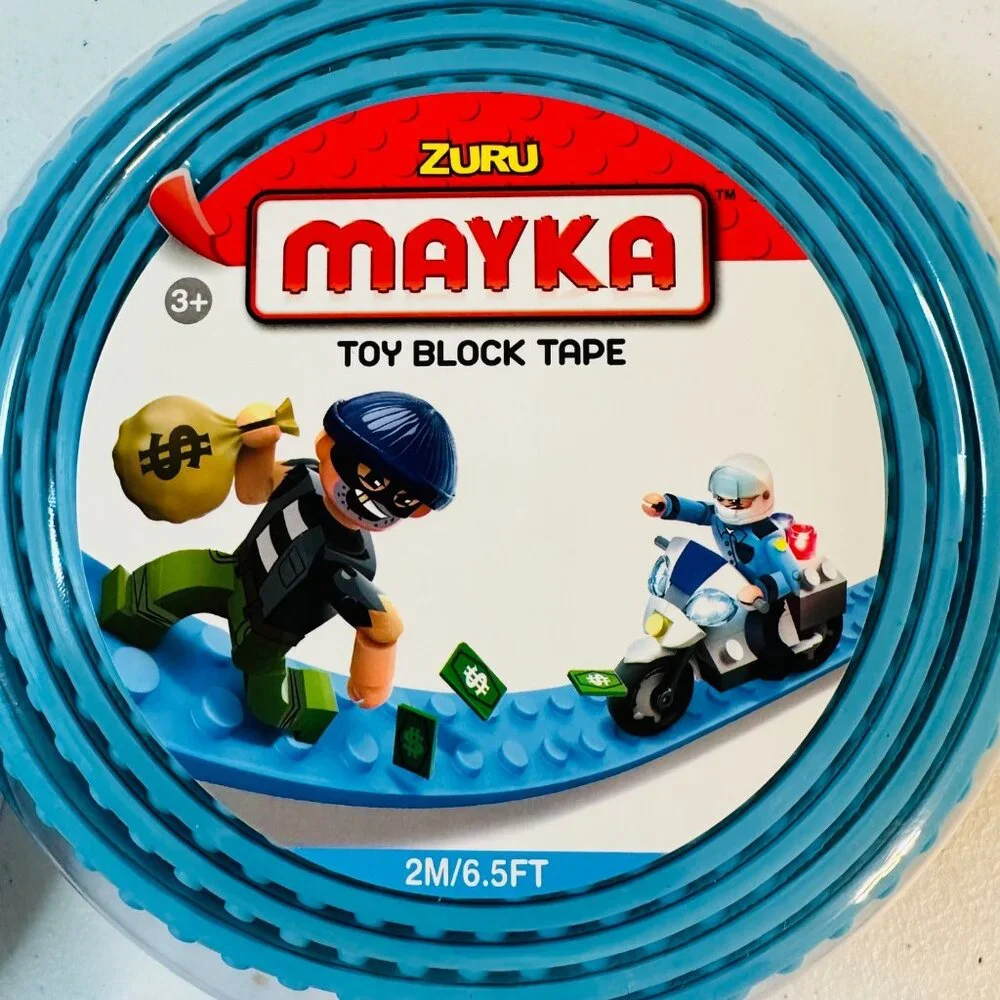 Mayka Blue Toy Block Tape 4 meters total (2 sets of 2m) Flexible Toy Block Tape - Picture 6 of 8